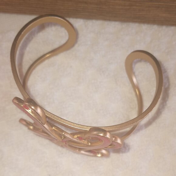 Pink and gold stylish cuff bracelet - Picture 5 of 12